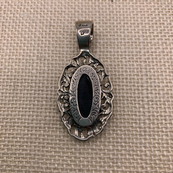 Sincerely Southwest Inlay Oval Sterling Silver Pendant - Picture 2 of 5